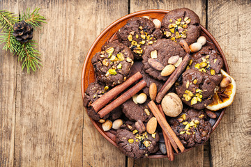 Plate with tasty Christmas cookies