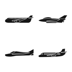 Vector illustration of transport and navigation symbol. Collection of transport and aircraft vector icon for stock.