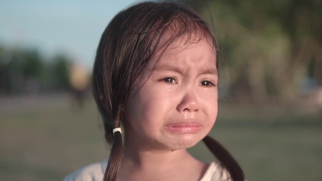 Slow motion clip,The little girl is crying.