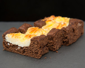 Pieces of cottage cheese cake