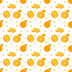 Orange fruit with a green leaf seamless vector pattern with illustrator.concept of healthy eating. Food texture.Vector illustration Eps file.