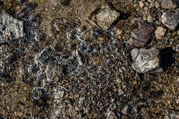 ice structure at frozen lake on Lais da Macun