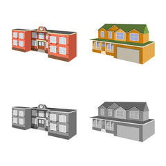 Isolated object of facade and housing symbol. Collection of facade and infrastructure vector icon for stock.