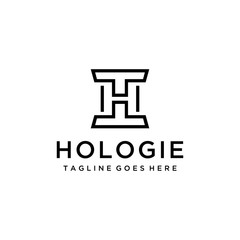 Illustration modern letter TH or HT geometric logo design