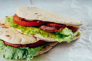 Bacon, Lettuce And Tomatoes Pitta