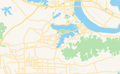 Fototapeta na wymiar Printable street map of Huangshi, China