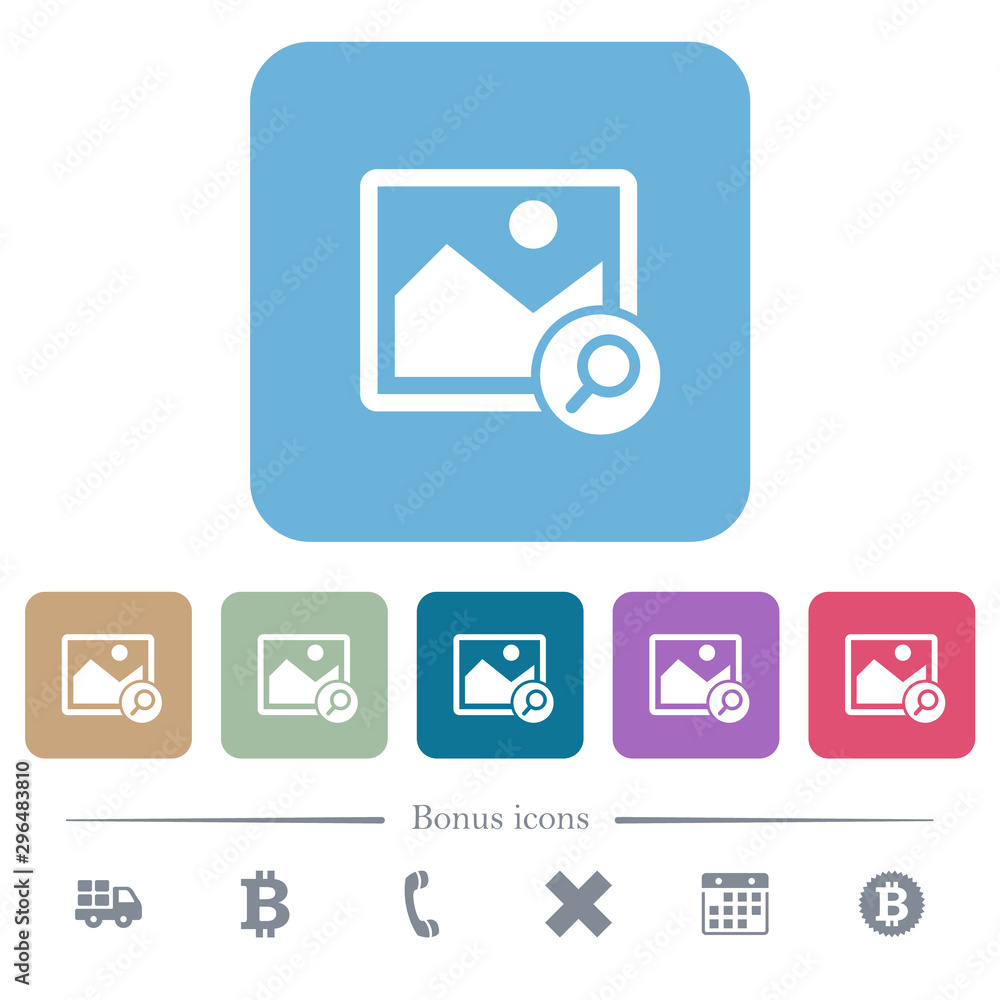 Poster zoom image flat icons on color rounded square backgrounds