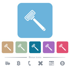 Razor flat icons on color rounded square backgrounds
