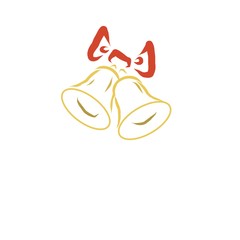 Image of christmas decoration. Two bells with a red bow.