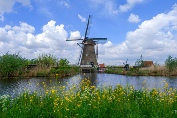 Famous windmill park Kinderdijk in Holland, Netherlands