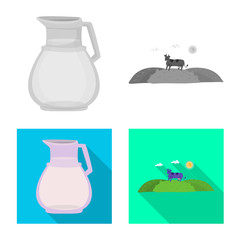 Vector design of creamy and product sign. Set of creamy and farm vector icon for stock.