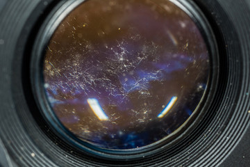 closeup mold in the camera lens