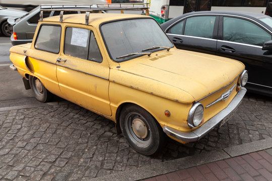 Old yellow soviet Zaz 968 car