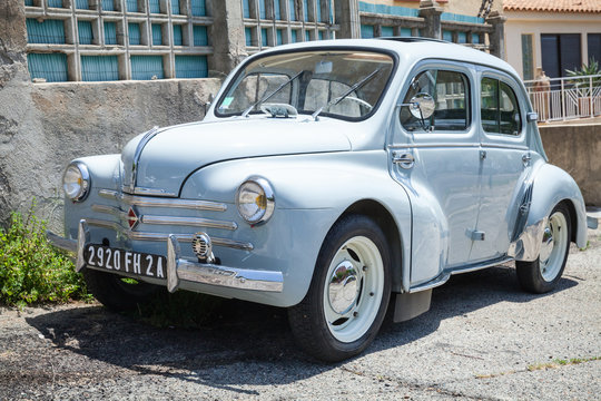 Renault 4CV light blue old-timer economy car
