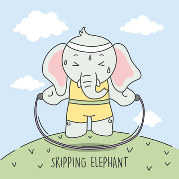 Elephant Skipping to make the body Ideal Illustration.