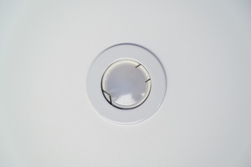 Photo of light bulbs, spotlights on the ceiling in the room. Industry, electrics.