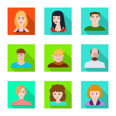 Vector design of avatar and person sign. Set of avatar and profession stock symbol for web.