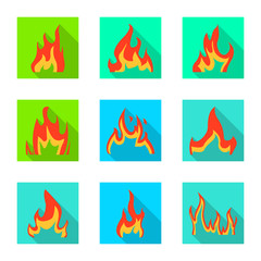 Vector illustration of bright and dangerous icon. Collection of bright and wildfire stock symbol for web.
