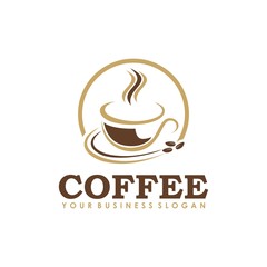 coffee logo vector, cup coffee logo icon vector template 