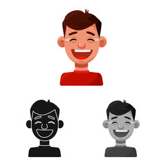 Isolated object of guy and laugh symbol. Collection of guy and emotion vector icon for stock.