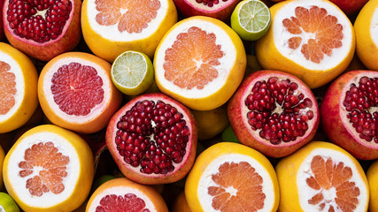 fresh fruits on wood background