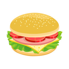 Vector illustration of bun and cheese icon. Graphic of bun and bacon stock symbol for web.