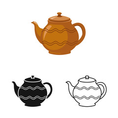 Vector design of teapot and clean logo. Web element of teapot and ceramic stock vector illustration.
