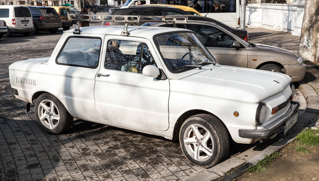 Old white ZAZ-968M Zaporozhets