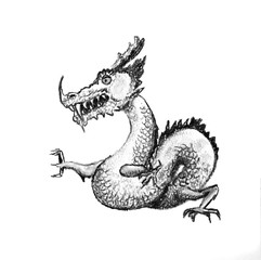 Charcoal drawing chinese dragon