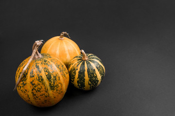 Three Halloween pumpkins