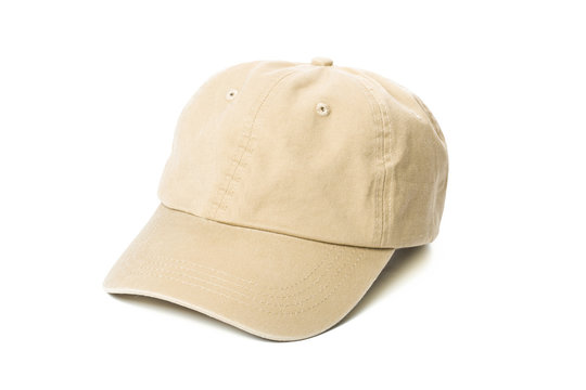 beige baseball cap or Working peaked cap. Isolated on a white background.