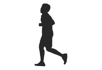 Silhouette running.This is men run exercise for Health At area Stadium Outdoors on white background with clipping path.