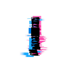 Letter I distorted neon glitch effect text font. 3D Render