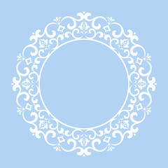 Decorative frame Elegant vector element for design in Eastern style, place for text. Floral blue border. Lace illustration for invitations and greeting cards