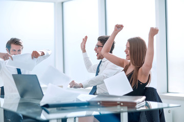 happy business team showing the success of teamwork