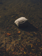 Rocks in stream with smooth water