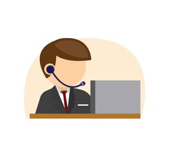 assistant man with tuxedo flat illustration icon