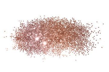 Rose gold glitter on white background in vintage colors