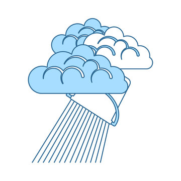 blue clouds raining, simple style clip art preview