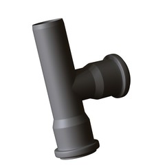 Plastic sewer pipe grey on white background, isolated. 3D rendering of excellent quality in high resolution. It can be enlarged and used as a background or texture.