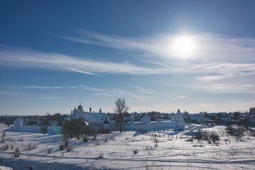 Holy Protection Convent in Suzdal. Pokrovsky women's monastery in winter.