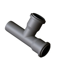 Plastic sewer pipe grey on white background, isolated. 3D rendering of excellent quality in high resolution. It can be enlarged and used as a background or texture.