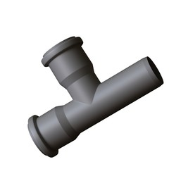 Plastic sewer pipe grey on white background, isolated. 3D rendering of excellent quality in high resolution. It can be enlarged and used as a background or texture.