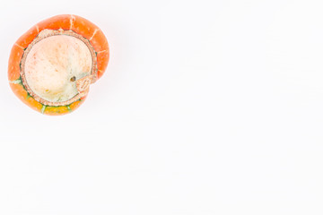 Trendy ugly organic farm double mutation pumpkin on white background. Concept non-waste production...