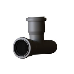 Plastic sewer pipe grey on white background, isolated. 3D rendering of excellent quality in high resolution. It can be enlarged and used as a background or texture.