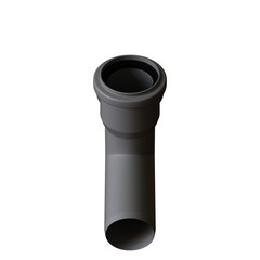 Plastic sewer pipe grey on white background, isolated. 3D rendering of excellent quality in high resolution. It can be enlarged and used as a background or texture.