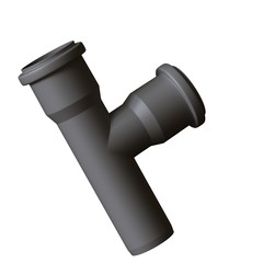 Plastic sewer pipe grey on white background, isolated. 3D rendering of excellent quality in high resolution. It can be enlarged and used as a background or texture.