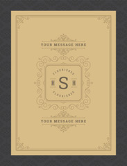 Vintage ornament greeting card calligraphic ornate swirls and vignettes frame design vector template