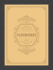 Vintage ornament greeting card calligraphic ornate swirls and vignettes frame design vector template