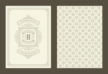 Vintage ornament greeting card calligraphic ornate swirls and vignettes frame design vector template
